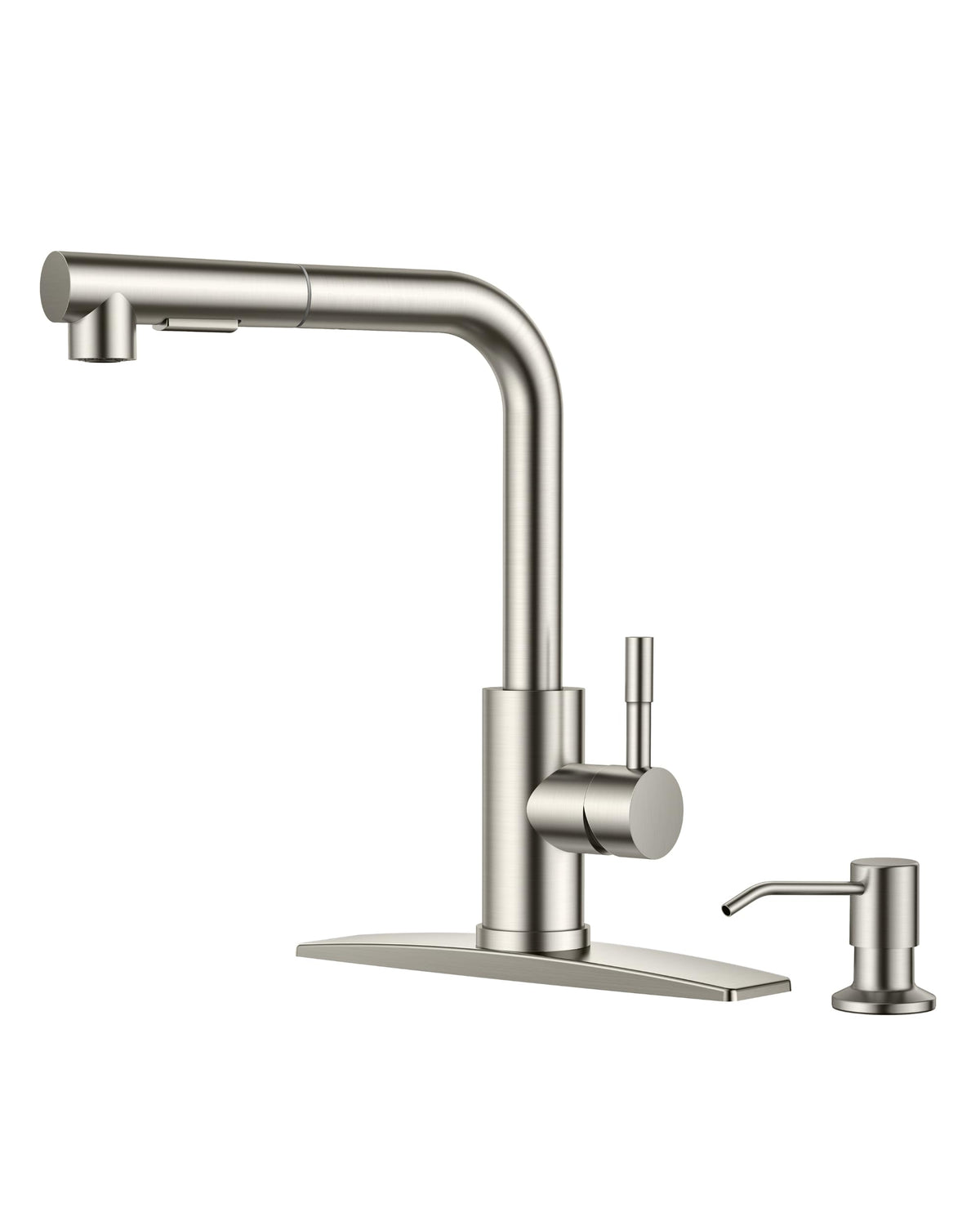 FORIOUS Kitchen Faucet with Cup Washer, Pull Down Sprayer, Brushed Nickel