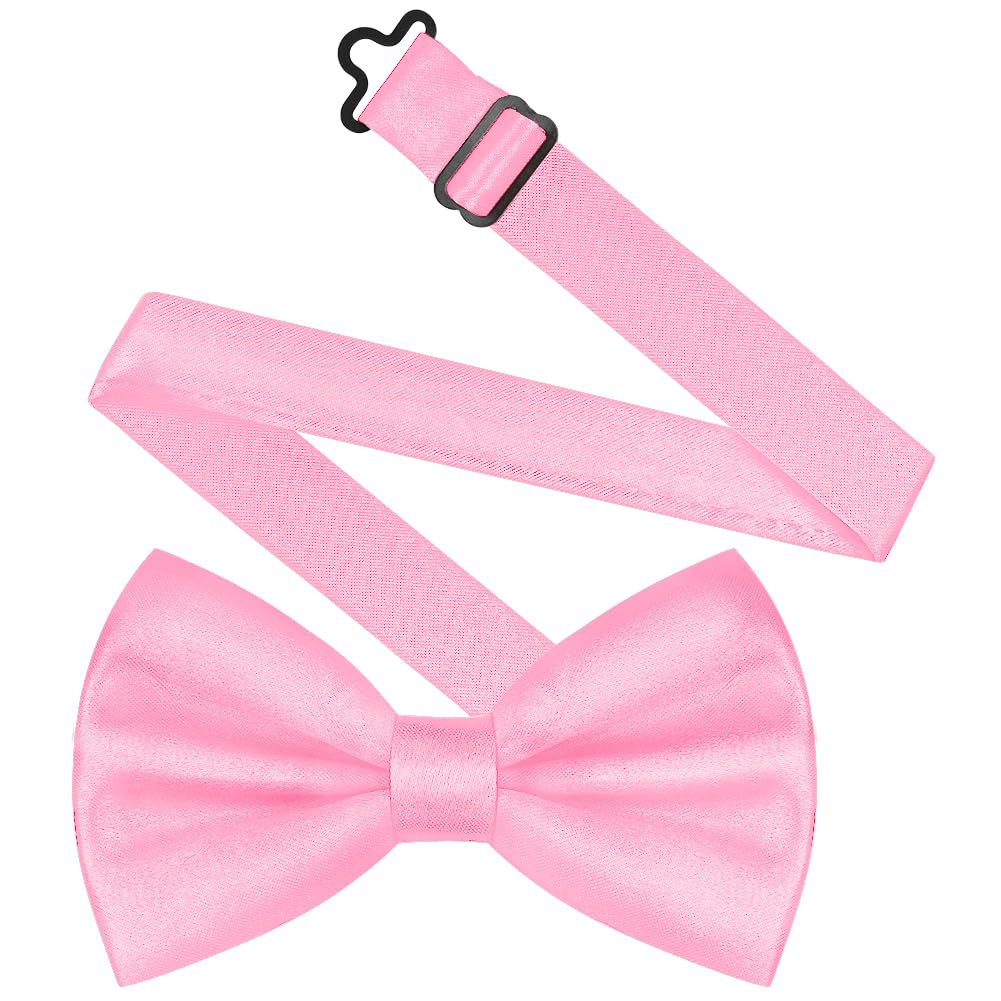 URAQT Men Pre-Tied Solid Satin Bow Tie, Adjustable Formal Bowtie