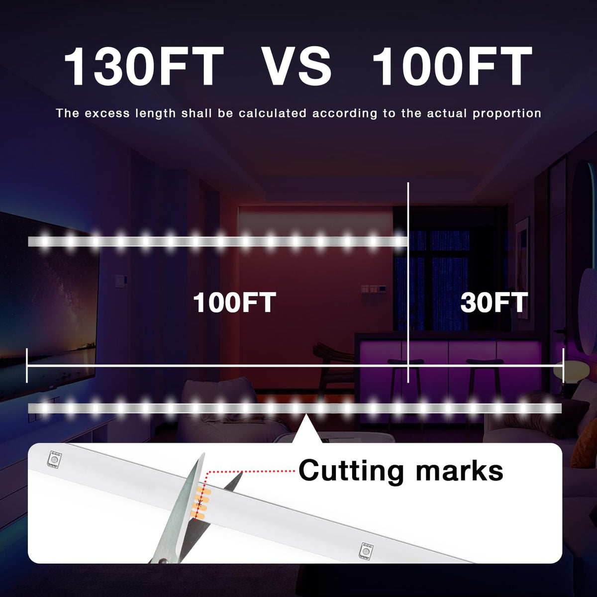 DAYBETTER LED Strip Lights 130ft Lights Strip for Bedroom, Desk, Indoor Room Bedroom Birthday Gifts RGB Decor with Remote and 24V Power Supply