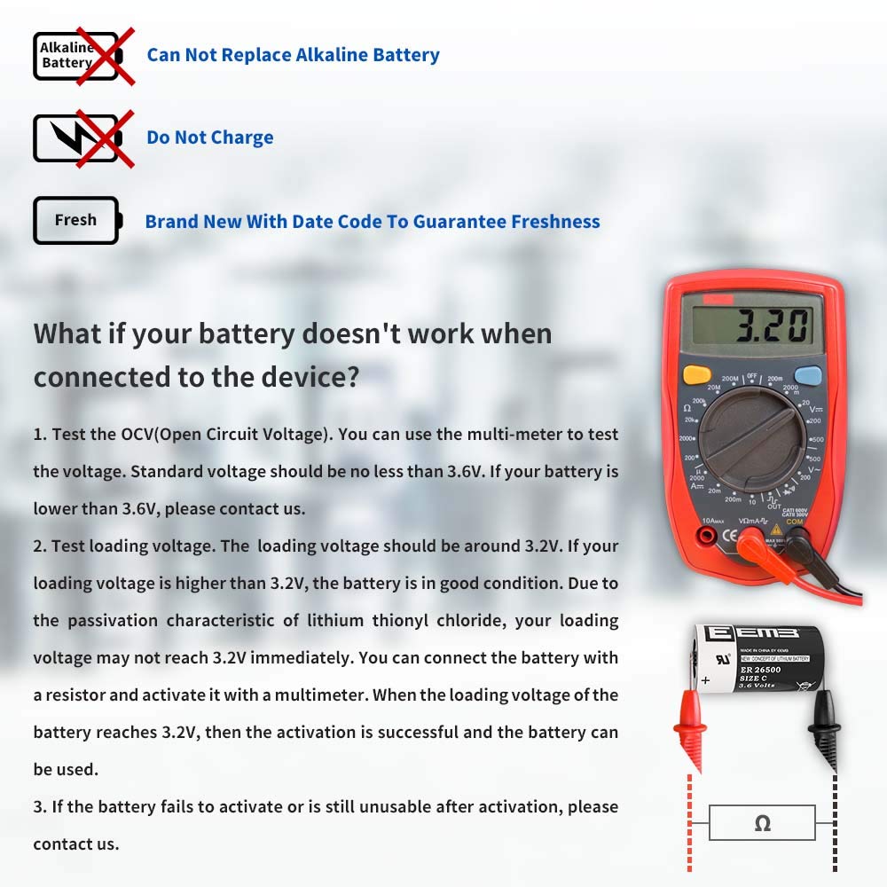 EEMB ER14505 AA 3.6V 2700mAh Lithium Battery Li-SOCL₂ Non-Rechargeable Battery SB-AA11 LS14500 TL-5903 SL-360 ER14500 for Water Electricity Meter Gas PLC Facility Equipment Spare Generic Battery (4)