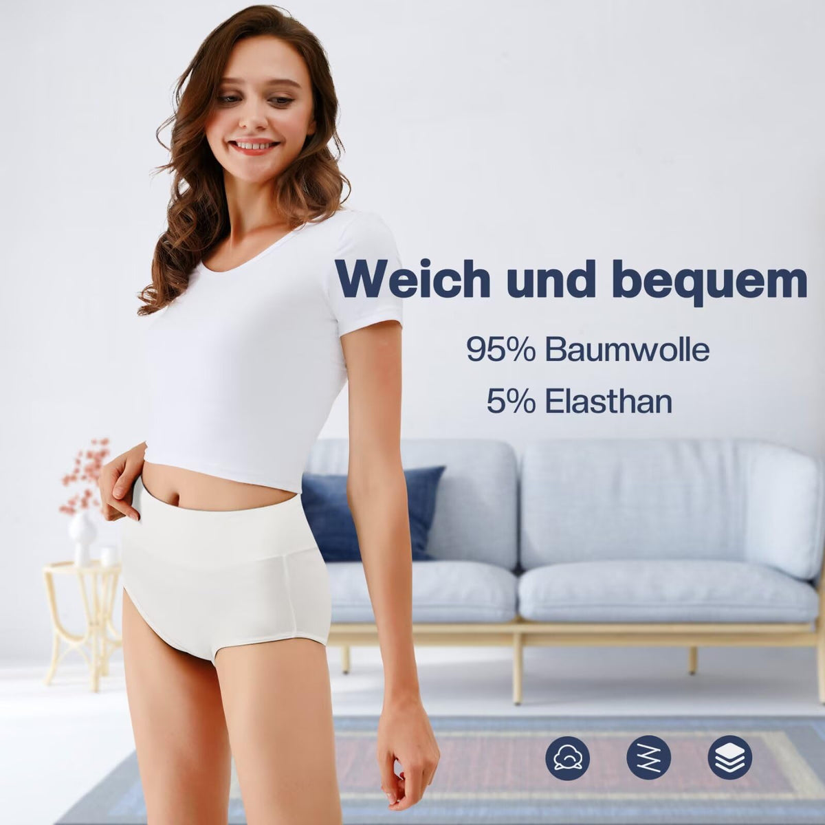 Underwear Women High Waisted Knickers for Women 5 Pack Full Briefs