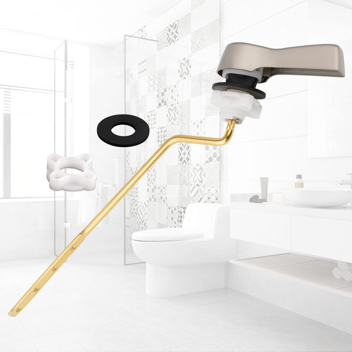 Hibbent Universal Metal Front Mount Toilet Handle Replacement Kit