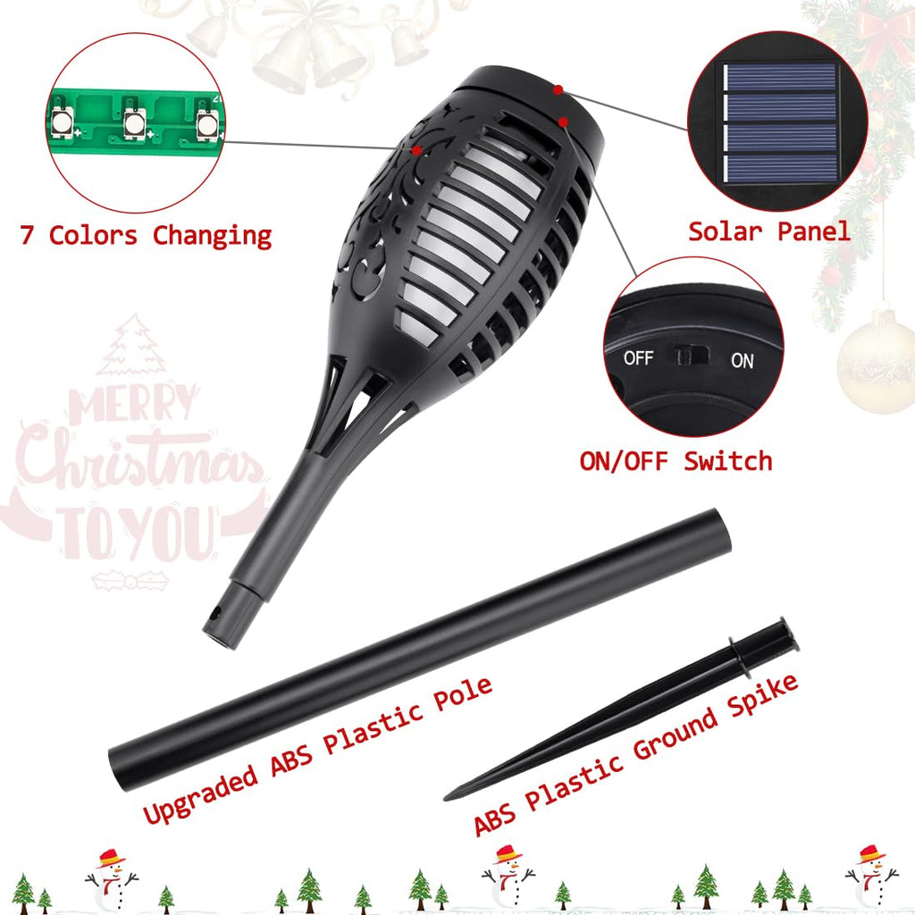 IkeeRuic Solar Torch Light with Flickering Flame for Halloween Decorations