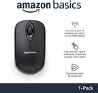 Amazon Basics Wireless Mouse for Laptop, 2.4GHz with USB Nano Receiver – Black