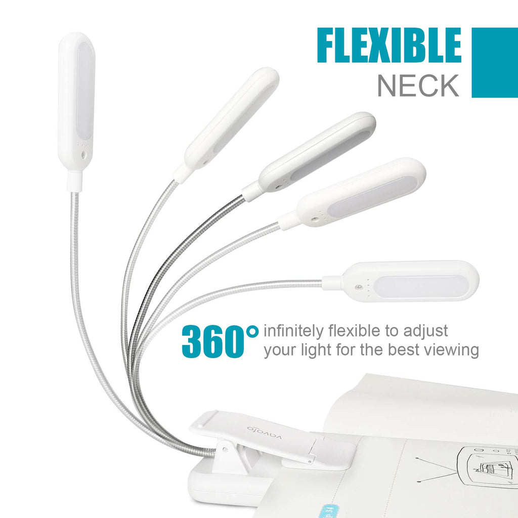 VAVOFO Rechargeable Reading Light, Clip on Book Light for Reading in Bed