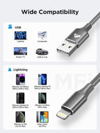 Aioneus iPhone Charger Cable 1M, MFi Certified Lightning Cable Fast iPhone Charging Cable Nylon Braided USB iPhone Charger Lead for iPhone 14 13 12 11 Pro Max XR XS X Max 8 7 6s Plus SE, iPad