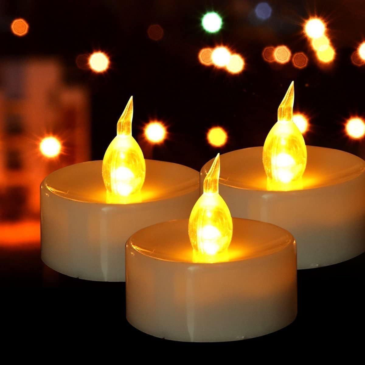 Battery Operated LED Tea Lights Flameless Flickering Candles 50PACK Blue