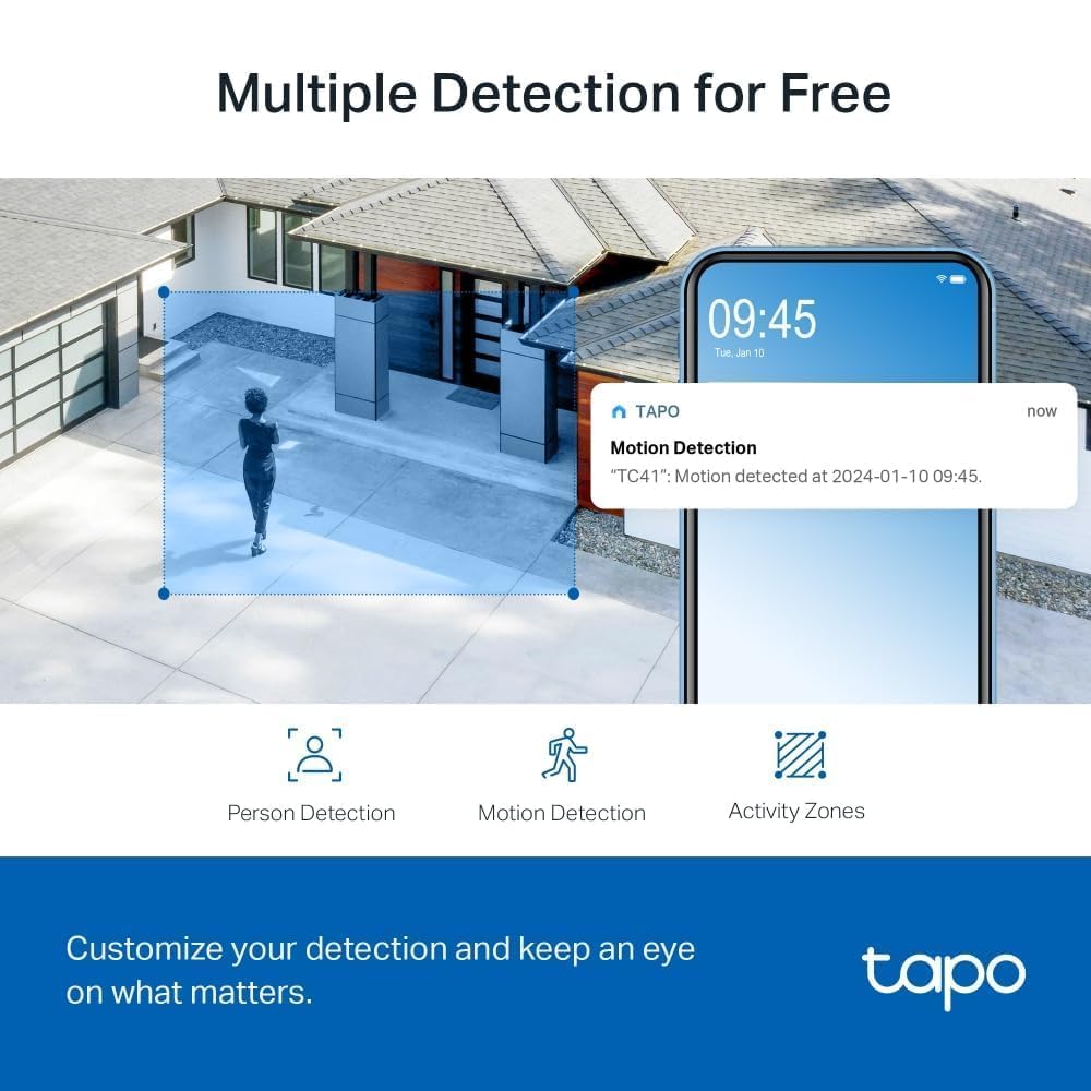 Tapo TP-Link C310 – Indoor Outdoor WiFi Surveillance Camera, 3MP Resolution, IP66 with Night Vision, Motion Detection and Instant Alarm, Control with iOS App, Android, Compatible with Alexa