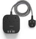 Addtam Extension Lead with USB Slots, Power Strips with 2 Way Outlets 4 USB