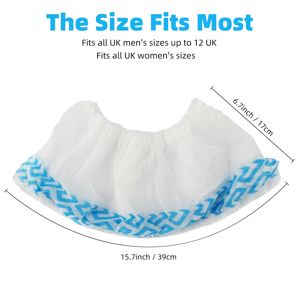 WUJUN 100/200 Pack Blue/Black Disposable Shoes Covers Boot Cover Waterproof, Dust-proof, Non-slip, One Size Fit Most, Protect Your Shoes, Carpets and Floors. Cleaning Accessories