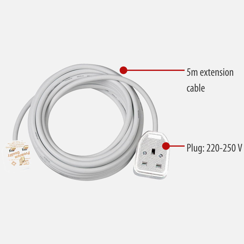 Brennenstuhl Extension Cable for home and office (2m cable for indoor use, with socket 13 A BS) white