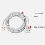 Brennenstuhl Extension Cable for home and office (2m cable for indoor use, with socket 13 A BS) white