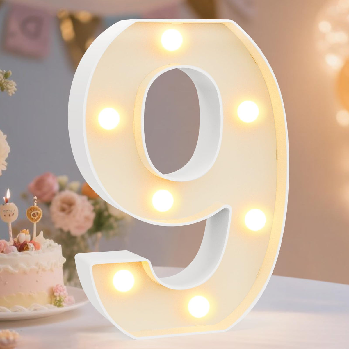 Pooqla 2.4FT Light Up Numbers, Marquee Numbers 2.4 Feet Tall Party Decor for Her Him, Mosaic Big Sign for 7th 17th 70th Birthday Anniversary Decoration Backdrop, Large Pre-Cut Frame Number 7