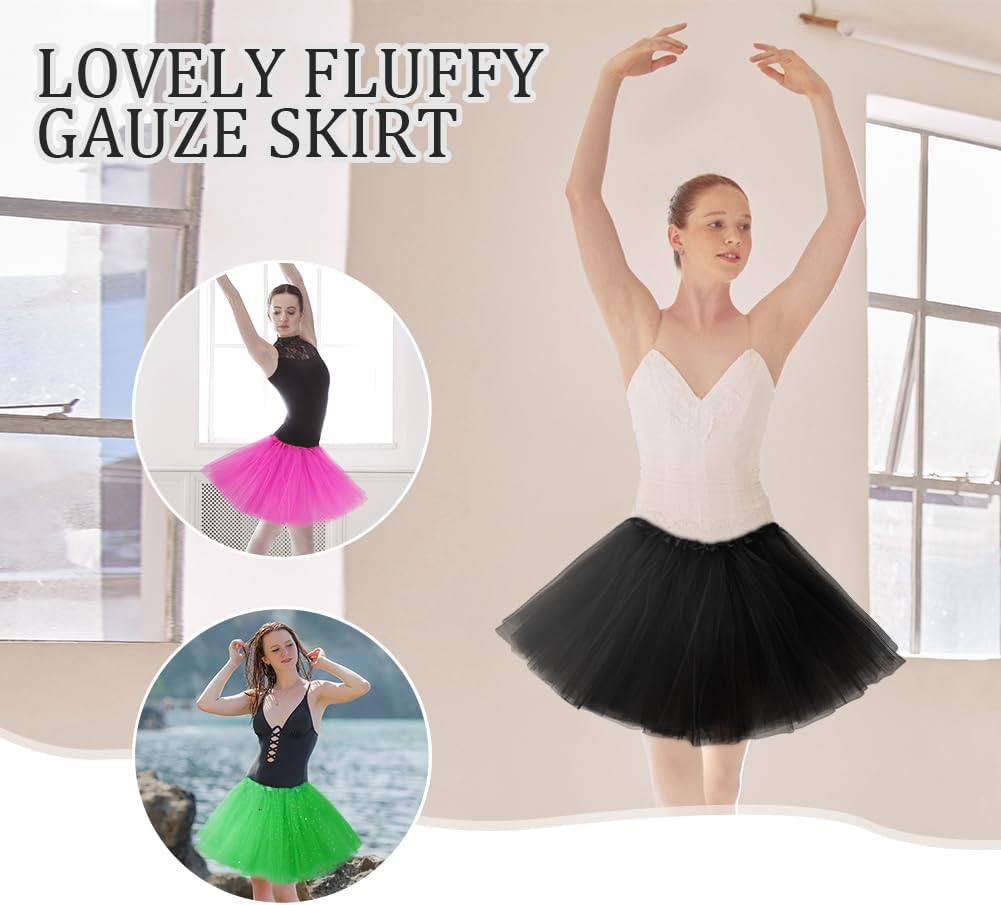Tutu Skirts for Women, Elastic 3 Layered Tulle Tutus Skirt for Adult Dance Ballet Skirts for Dress-up Parties Dancing