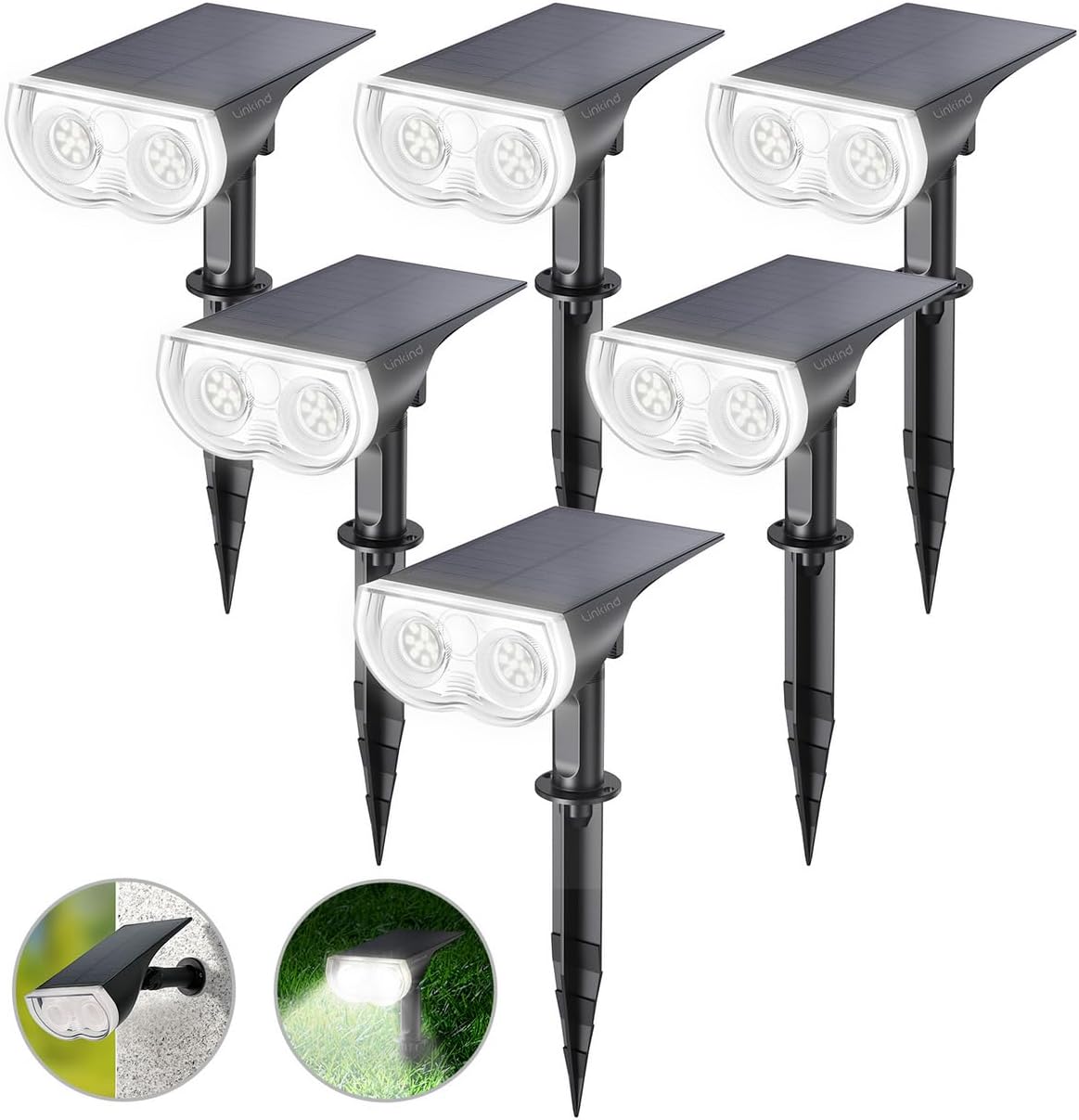 Linkind Halloween Solar Lights Outdoor Spotlight Waterproof RGB 2 Pack
