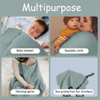 Aolso Breastfeeding Cover Nursing Cover, Muslin Cotton Soft Breathable Nursing Cover, Adjustable Strap Breast Feeding Coverall for Car Seat Blanket and Stroller Coverall (White-Bear)