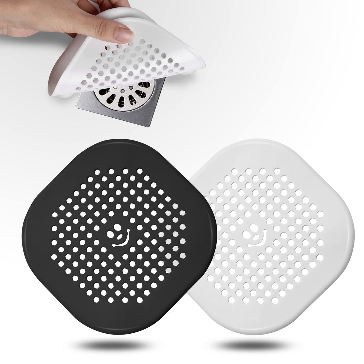 2 Pack Drain Hair Catcher Silicone Drain Cover Hair Stopper with Suction Cup for Shower Kitchen Bathroom Light Purple