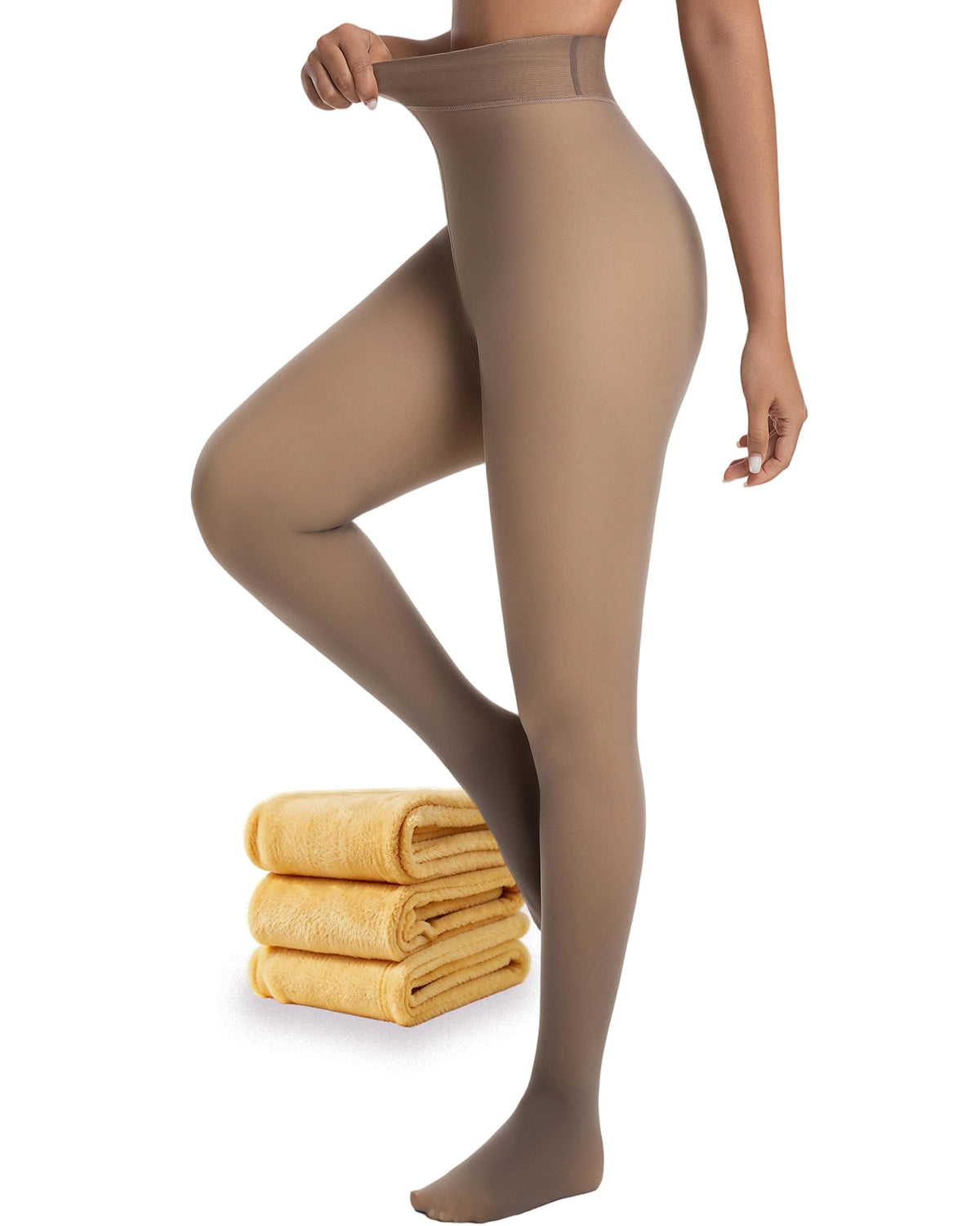 HOWIN Fleece Lined Tights Winter Thermal Tights for Women Fake Translucent