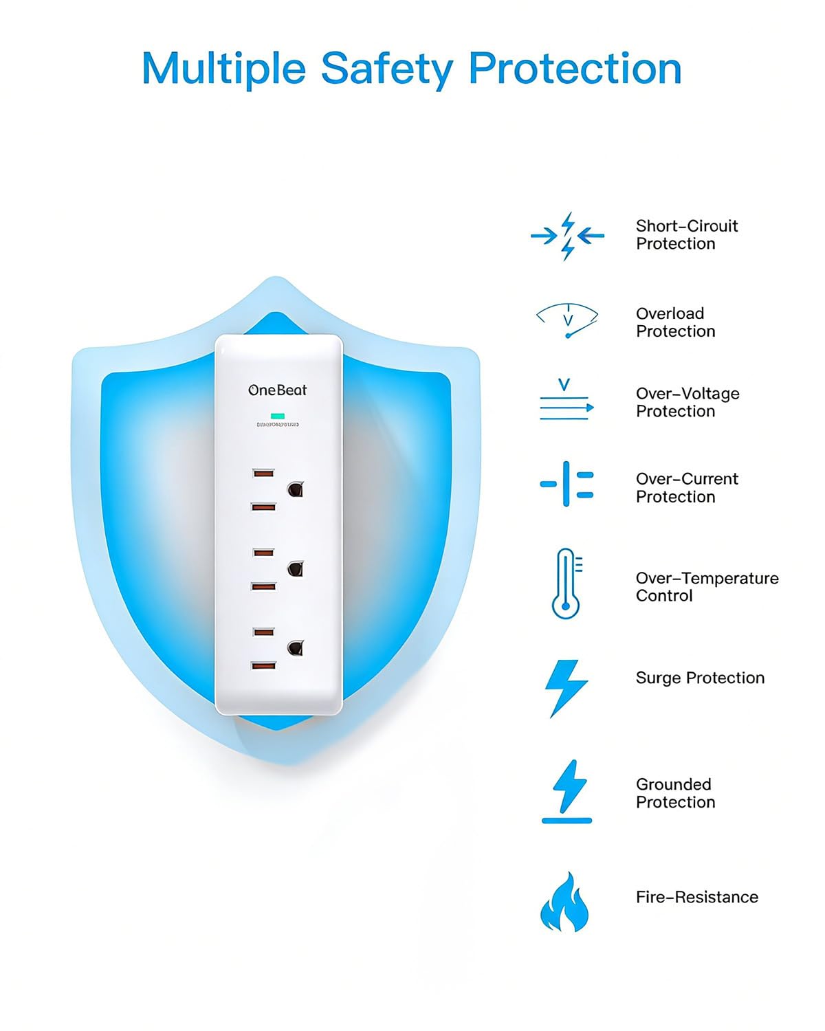 Surge Protector Outlet Extender with Rotating Plug, Multi Plug Wall Outlet