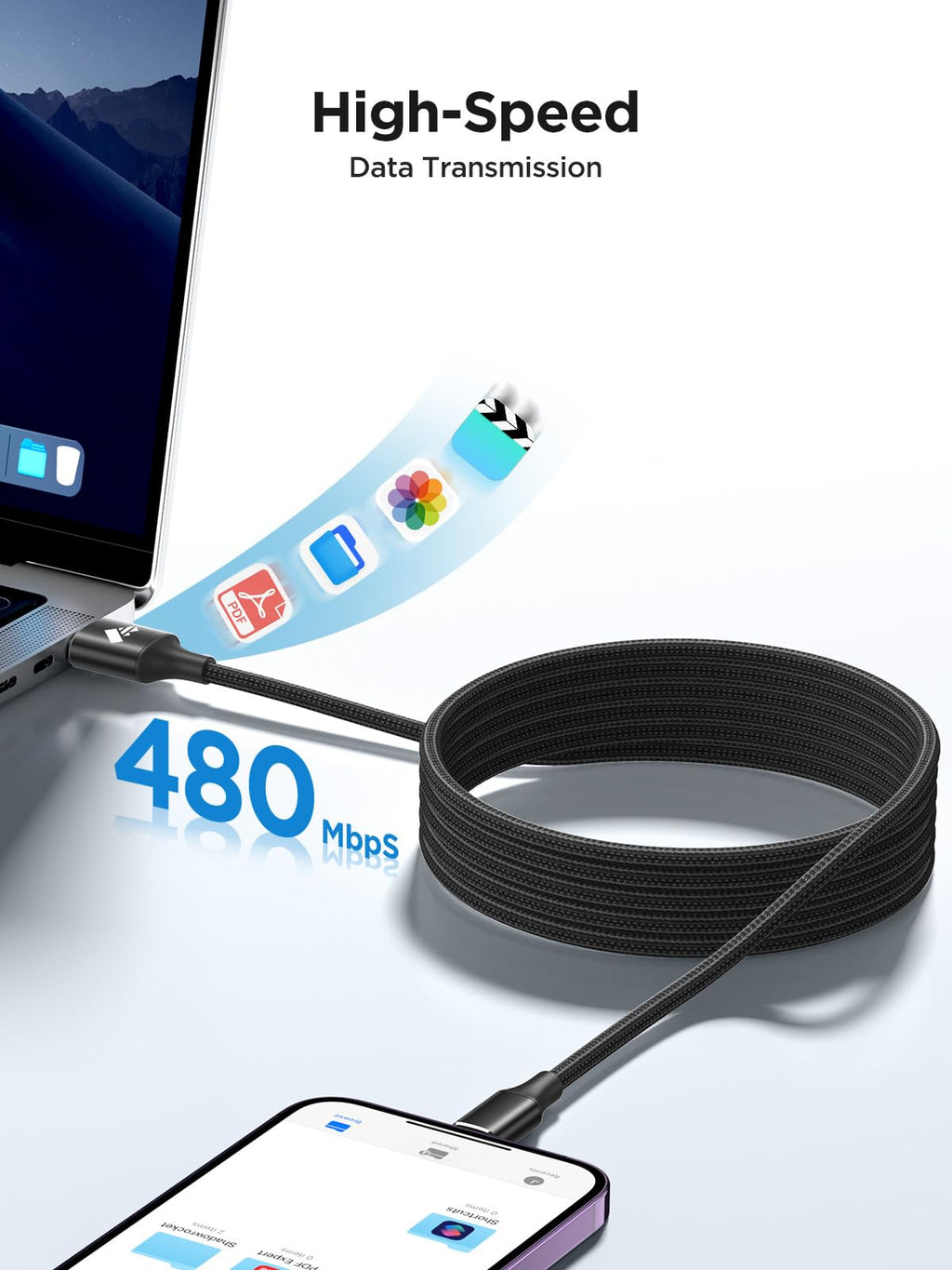 Aioneus iPhone Charger Cable 1M, MFi Certified Lightning Cable Fast iPhone Charging Cable Nylon Braided USB iPhone Charger Lead for iPhone 14 13 12 11 Pro Max XR XS X Max 8 7 6s Plus SE, iPad