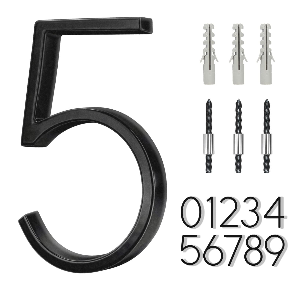5" Stainless Steel Floating House Number, Metal Modern House Numbers (0)