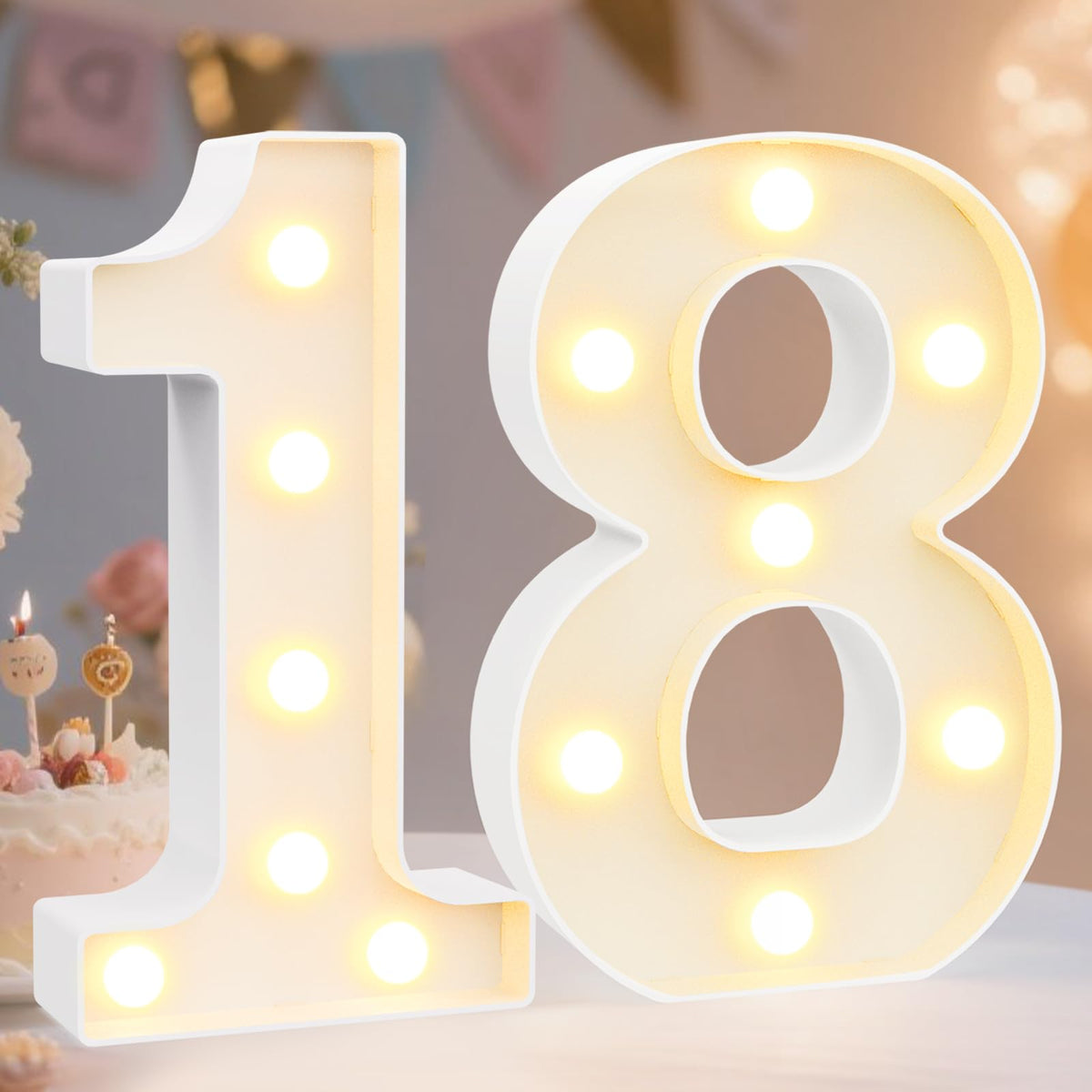 Pooqla 2.4FT Light Up Numbers, Marquee Numbers 2.4 Feet Tall Party Decor for Her Him, Mosaic Big Sign for 7th 17th 70th Birthday Anniversary Decoration Backdrop, Large Pre-Cut Frame Number 7