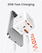 LENCENT 3 Way Plug Extension Socket with 2 Fast Charge USB, PD45W USB C
