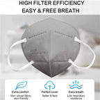 LEMENT 50pcs KN95 Face Mask Black 5-Layer Filter≥95% Cup Dust Safety Masks