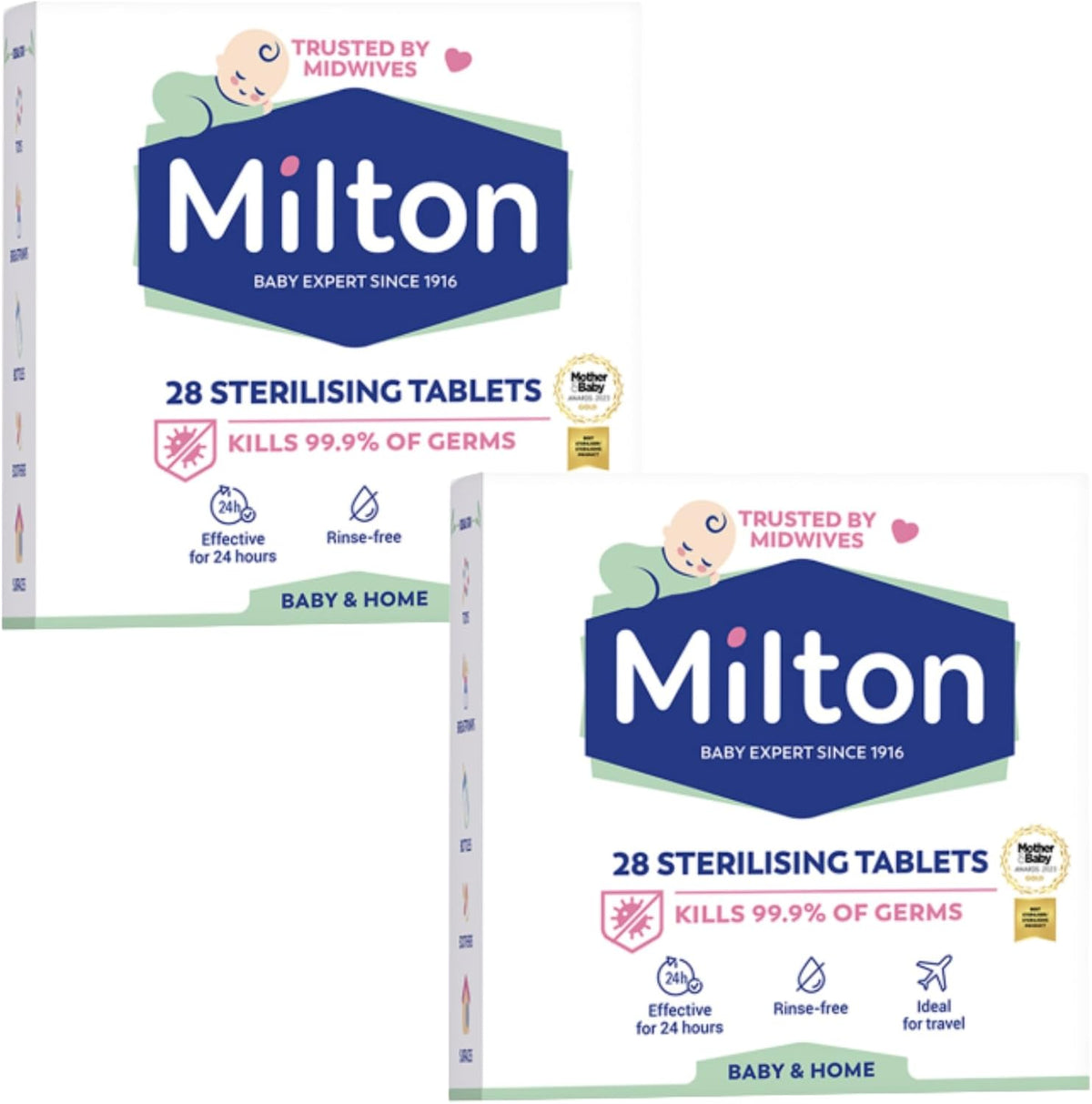 Milton Sterilising Tablets – 2 Pack (56 Tablets Total) | Cold Water Baby Bottle Steriliser | Kills 99.9% of Germs | Fast & Easy | Travel-Friendly | Trusted UK Brand