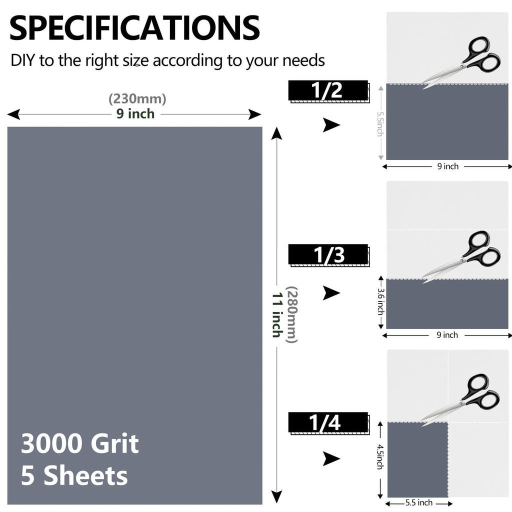 Sandpaper 600 Grit, Wet Dry Sand Paper 9 x 11 Inch