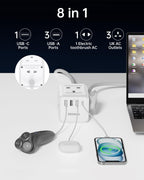 Cube Extension Lead with 4 USB Slots, Kemelo 4 Way (13A/3250W) Multi Plug Extension Cable with Child Safety UK Desktop Power Extension Socket,1.5M Extension Cords for Home Dorm Office Travel, Black