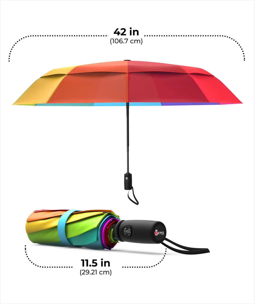 Repel Windproof Travel Umbrella - Compact & Withstands Winds up to 100MPH, Strongest Premium Auto Folding Umbrella for Rain and Sun - Durable, Light & Portable for Women & Men, Fits Backpack & Cars
