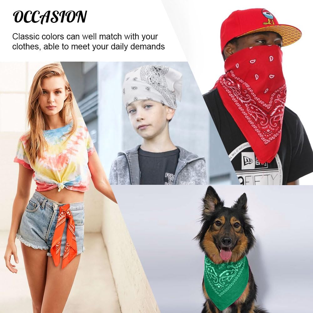 Aomig Bandana Head Scarf for Men and Women, Stylish Cowboy Headband Handkerchief, Multi-purpose Hair Scarf Paisley Print Unisex Headwraps, Bib Party Face Covering Headwear for Motorcycling