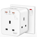 LENCENT 3 Way Plug Extension Socket with 2 Fast Charge USB, PD45W USB C