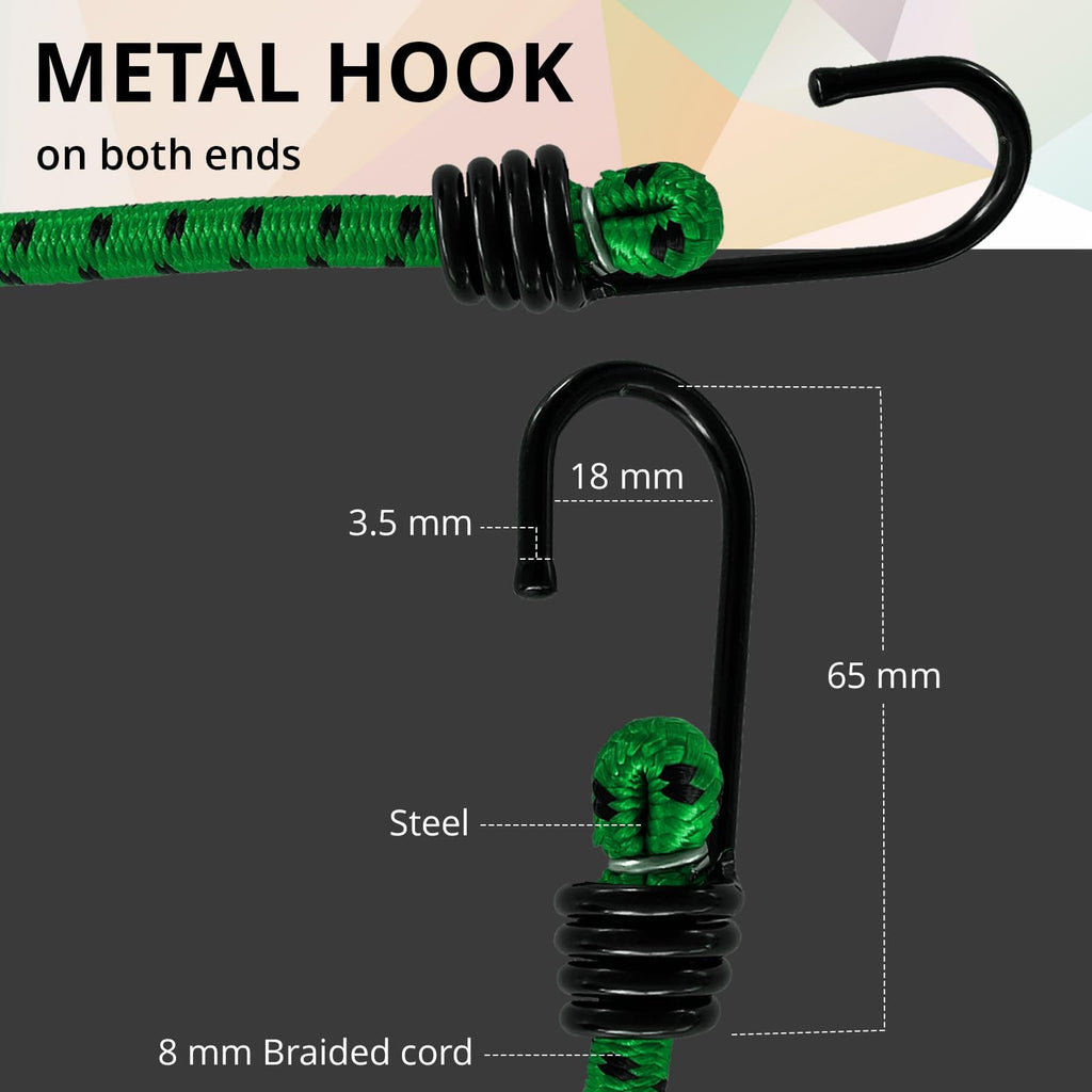 ANSIO Bungee Cords with Hooks, UV-Resistant Bungee Straps, 12 Pack Assorted