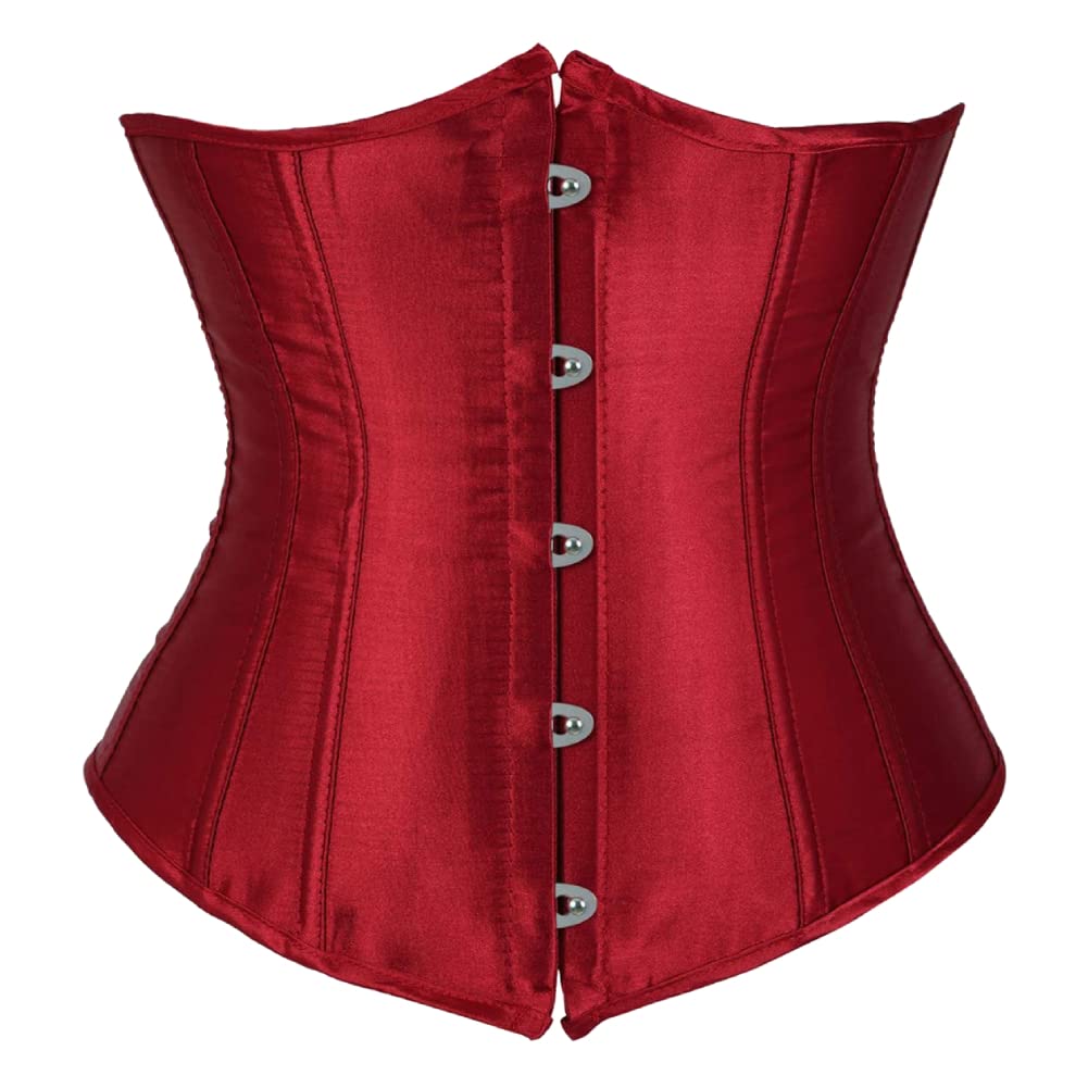 Kelvry Women's Satin Waist Cincher Lace up Boned Bustier Underbust Corset