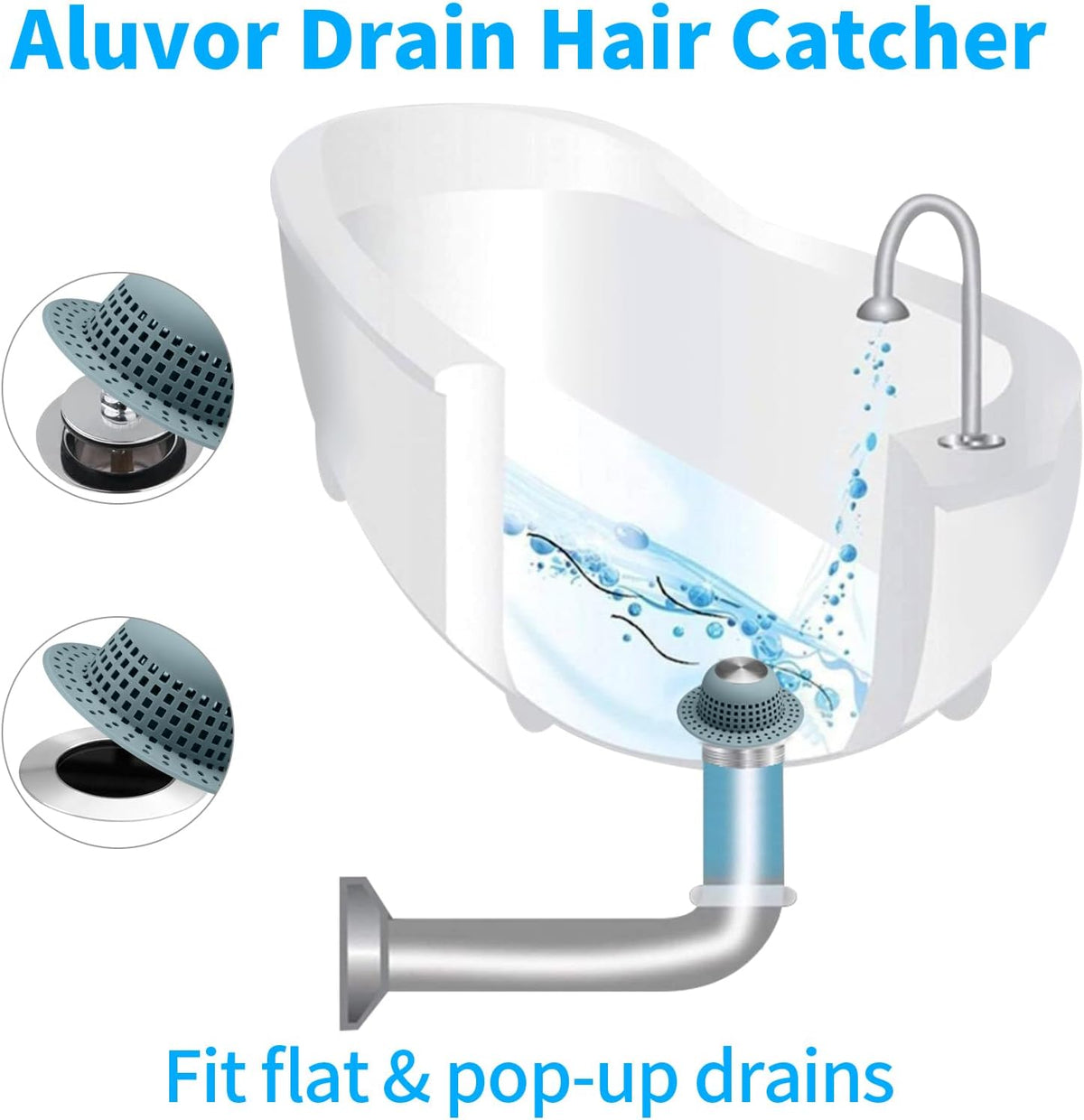 Aluvor Shower Drain Hair Catcher Bathtub Drain Cover Sink Drain Protector