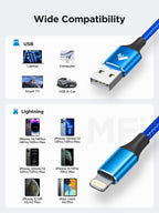Aioneus iPhone Charger Cable 1M, MFi Certified Lightning Cable Fast iPhone Charging Cable Nylon Braided USB iPhone Charger Lead for iPhone 14 13 12 11 Pro Max XR XS X Max 8 7 6s Plus SE, iPad