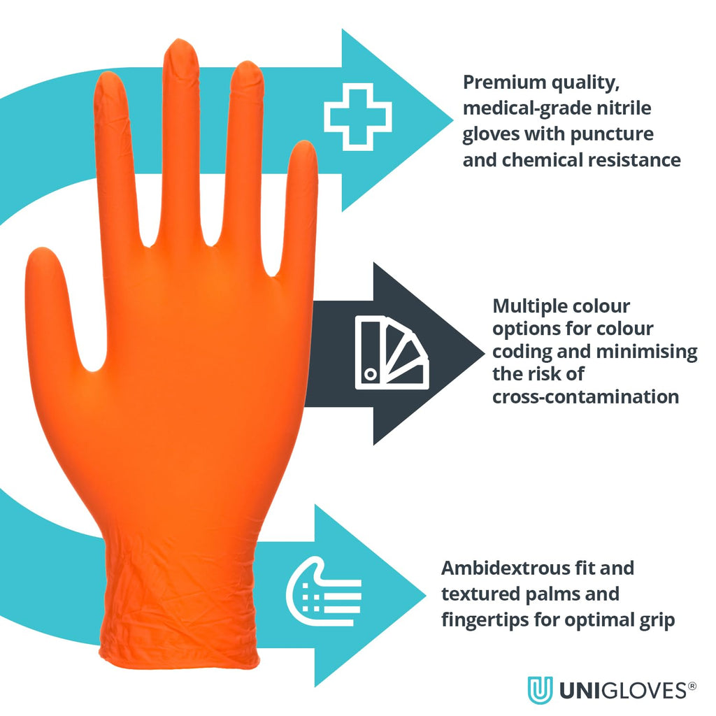 UNIGLOVES Black Pearl Nitrile Examination Gloves - Multipurpose, Powder Free and Latex Free Disposable Gloves - Box of 100 Gloves, Black, Large (GP0034)