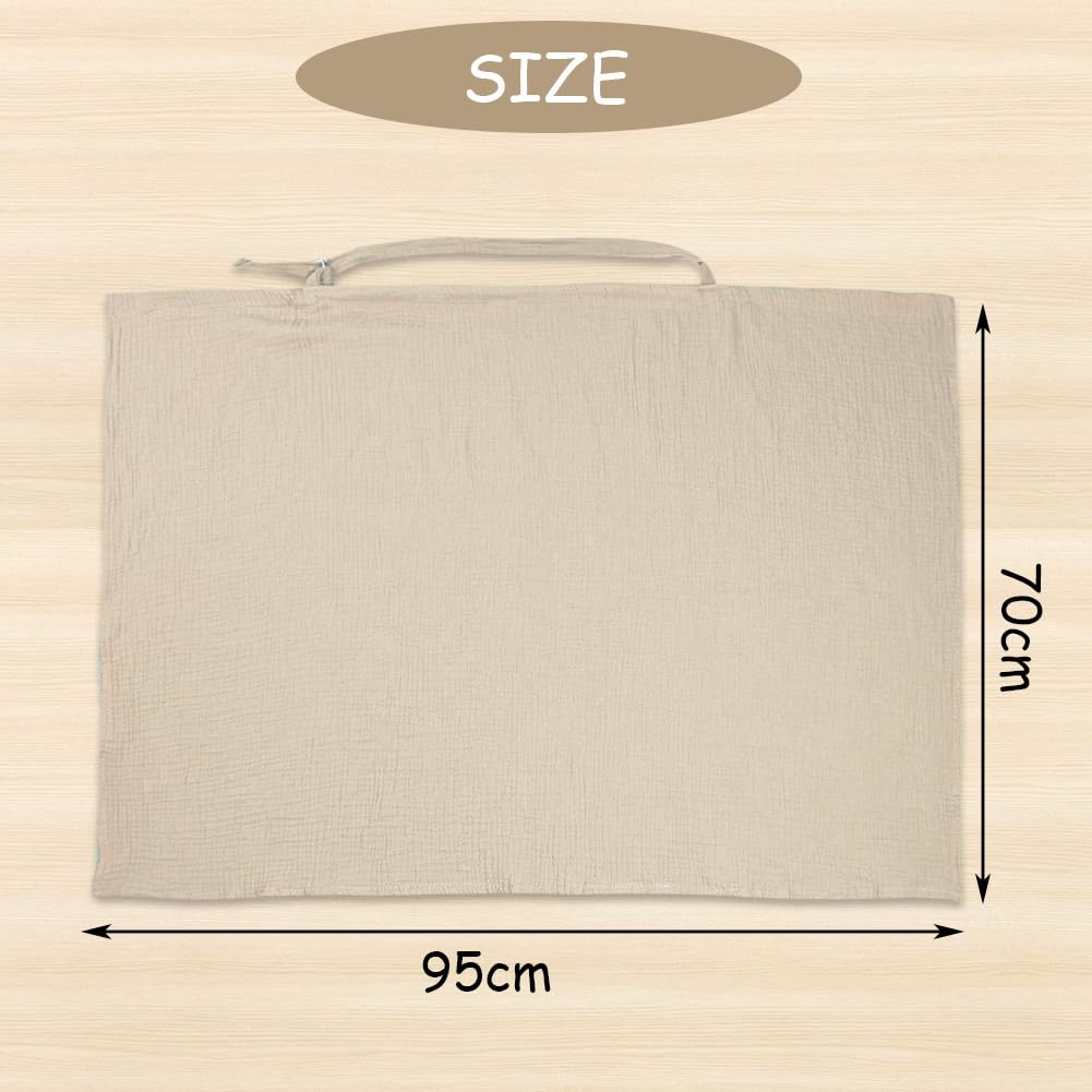 Aolso Breastfeeding Cover Nursing Cover, Muslin Cotton Soft Breathable Nursing Cover, Adjustable Strap Breast Feeding Coverall for Car Seat Blanket and Stroller Coverall (White-Bear)