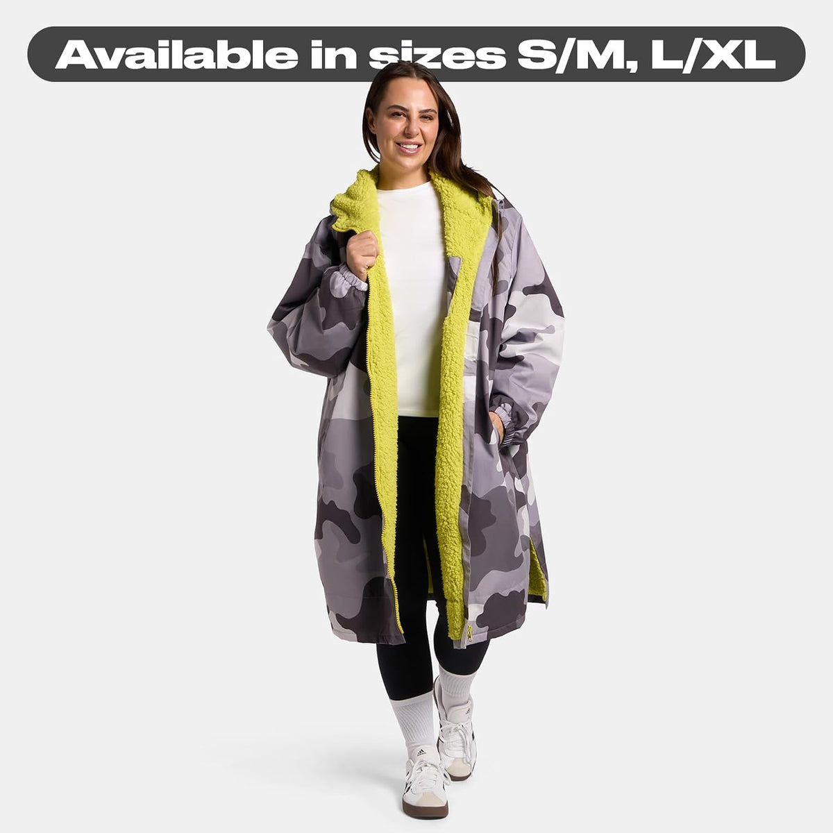 OHS Adults Drying Robe, Water-Resistant Changing Robe Gifts for Women Comfy Sherpa Privacy Robes for Women Men, Stay Dry Jacket Swimming Camping Drying Robes - S/M, L/XL