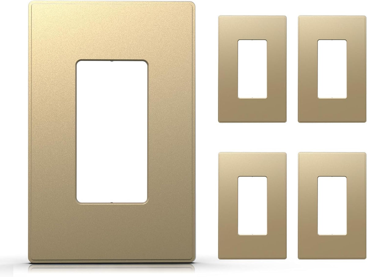 ELEGRP 2-Gang Screwless Decorative Wall Plates, Mid-Size 4.88" height x 4.94" length Unbreakable Thermoplastic Faceplate Cover for Decorator Receptacle Outlet & Switch, UL Listed (5 Pack, Matte White)