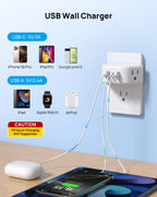 TROND Multi Plug Outlet Extender with USB, 2 Pack Plug Splitter