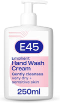 E45 Hand and Body Wash Cream - Relieve Dry, Itchy & Irritated Eczema Prone Skin - 250ml - Gently Cleanses Very Dry and Sensitive Skin - Dermatological Soap Free Emollient