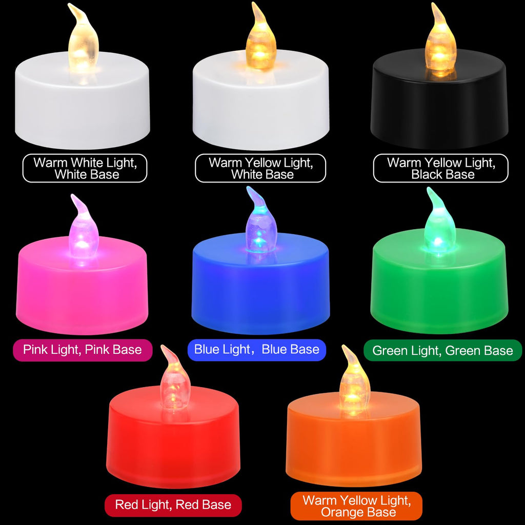 KOABY 24 Pack Pink Light Flameless Tea Lights, Pink Base, Last 100H
