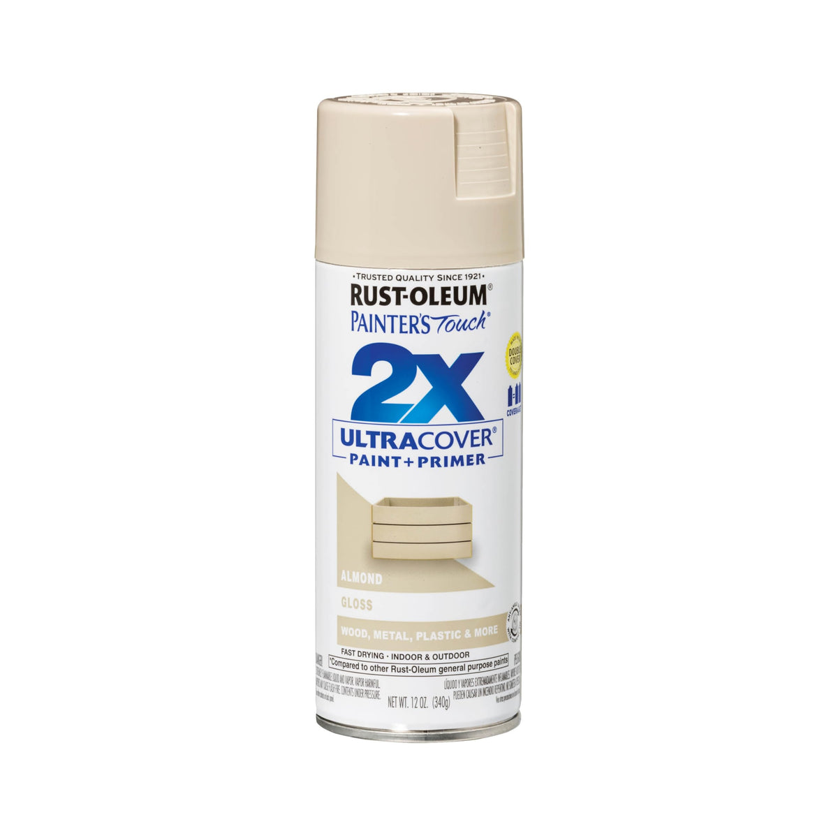Rust-Oleum 334023-6PK Painter's Touch 2X Ultra Cover Spray Paint, 12 oz, Gloss Almond, 6 Pack