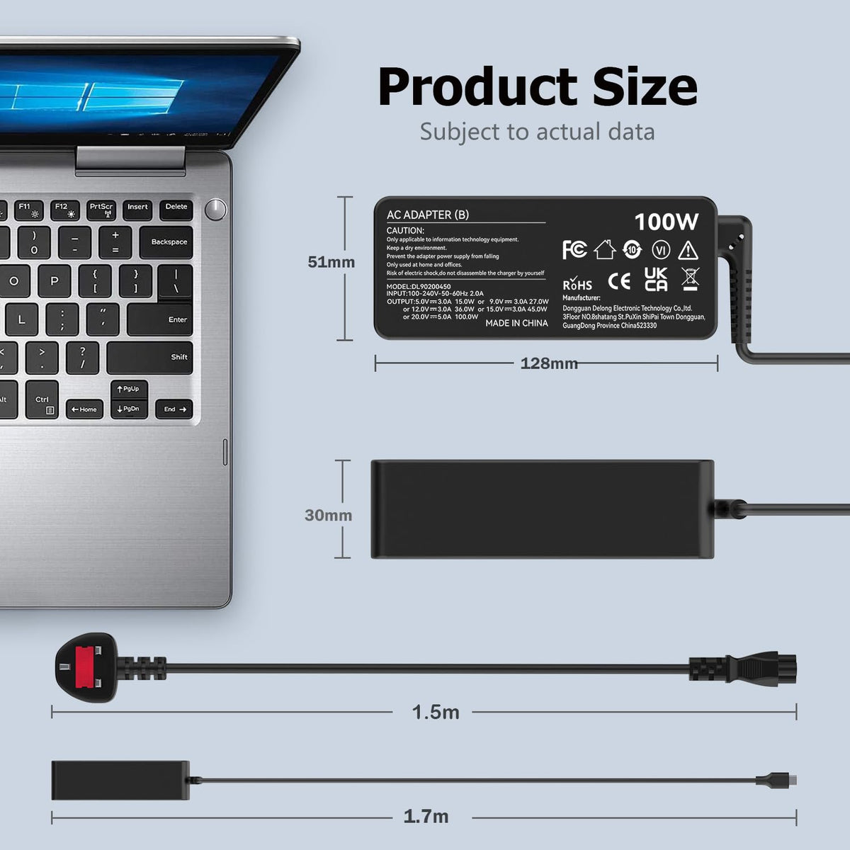 90W Laptop Charger Compatible with HP EliteBook Probook Pavilion Compaq