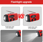 2000mAh Wind Up Solar Hand Crank Emergency Radio | AM/FM Weather Band Radio with LED Torch, SOS Alert & USB Phone Charger for Outdoor Camping Hiking (Orange)