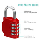 ZHEGE Combination Padlock, 4 Digit Combination Locker Padlock (Red)