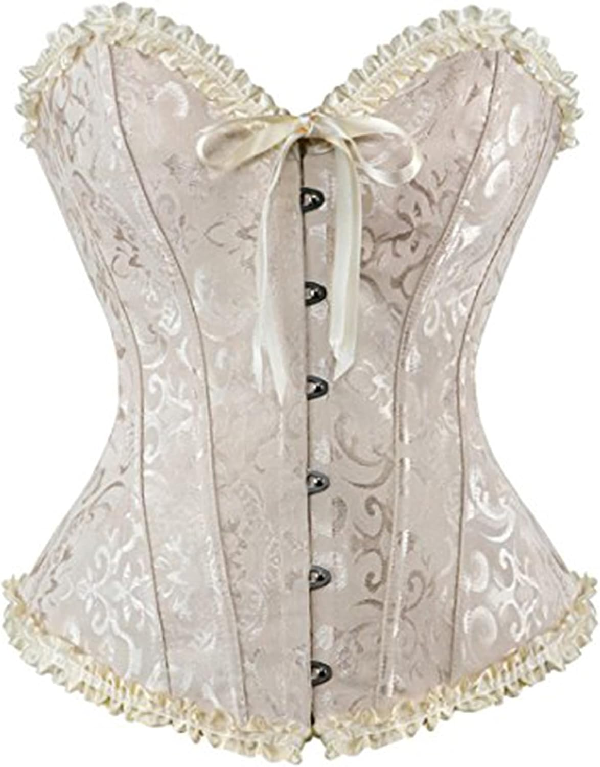 Felcia Women's Corsets Sexy Brocade Overbust Lace up Boned Corsets Shapewear Outfit